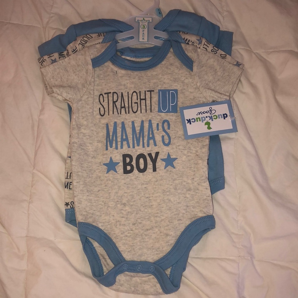 3 blue onesie 6-9m
